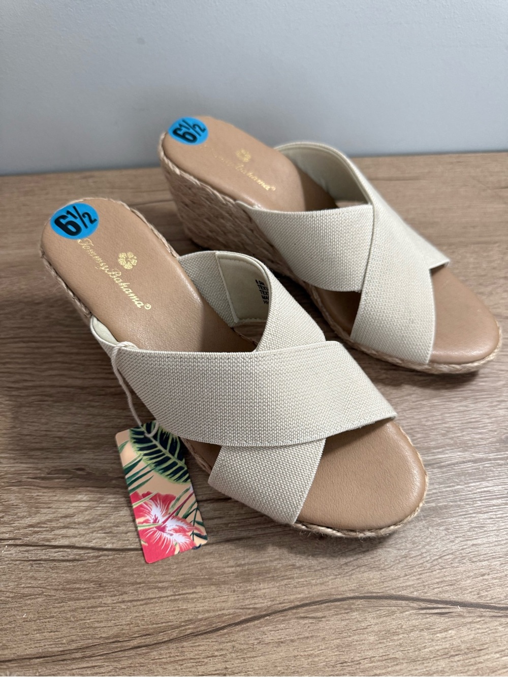 Tommy Bahama Cream Crossband Espadrille Slides, 6.5 & 8, NWT - Picture 3 of 8